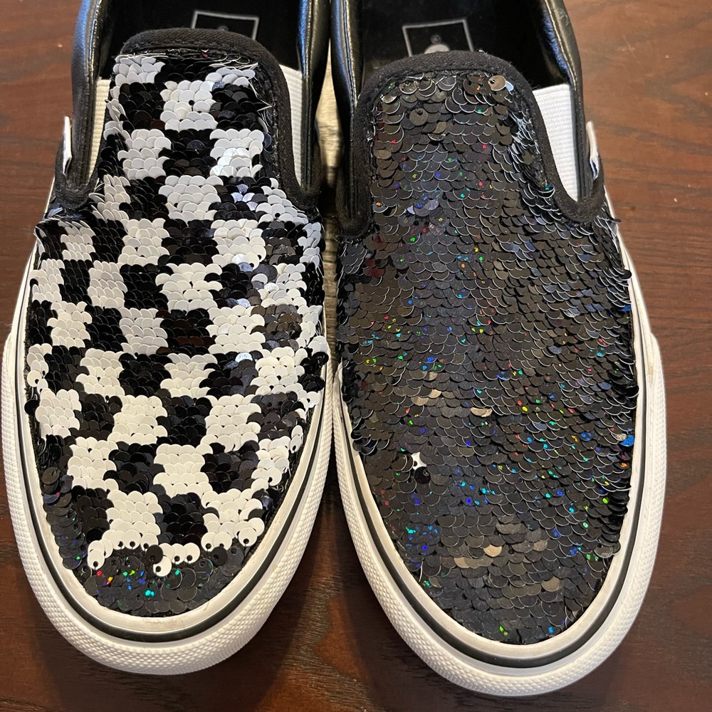 Rare!!! Checkered Sequin Glitter Vans